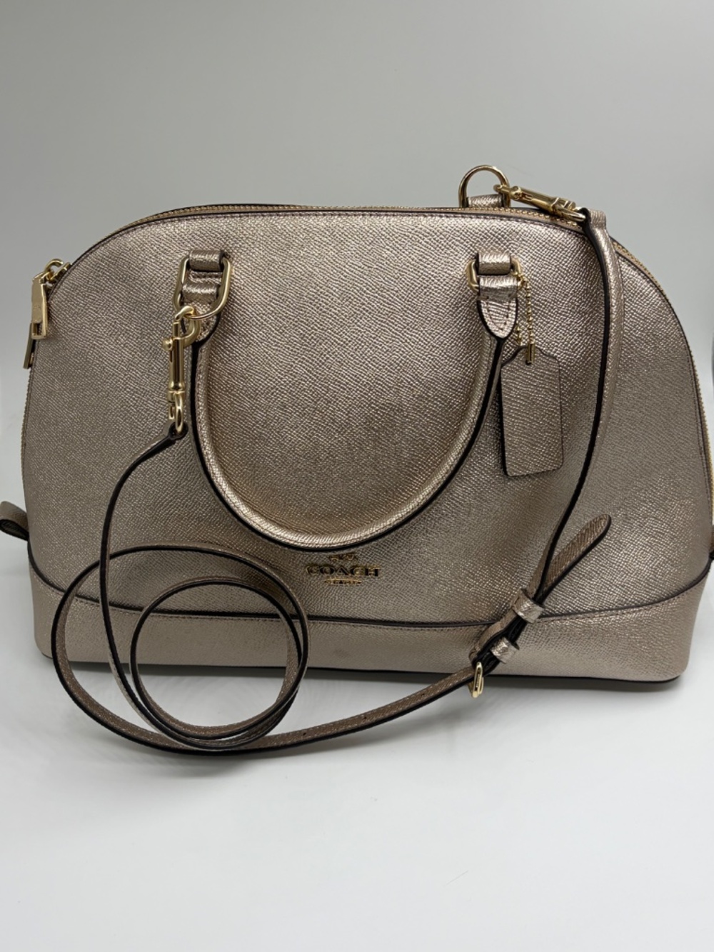 Coach – Metallic Taupe/Champagne – Sierra Satchel + Wristlet – F22318 - Picture 6 of 11